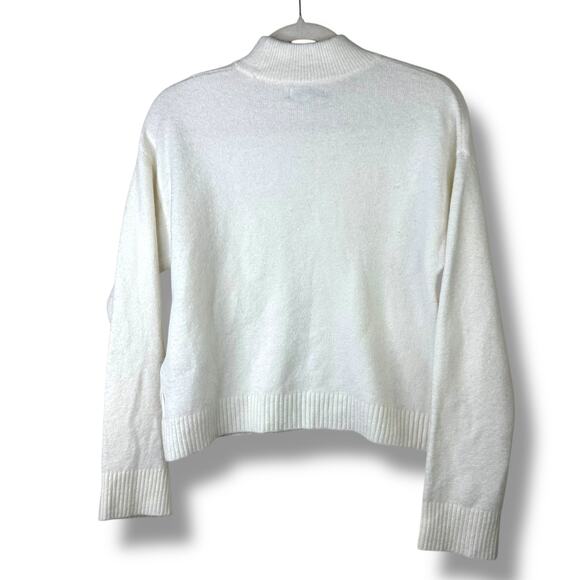 Calvin Klein Jeans Cream Ribbed Oversized Mock Neck Wide Sleeves Sweater Small - Picture 6 of 7